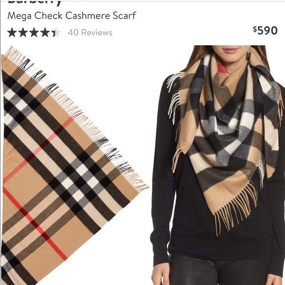 Nwt Burberry Mega Check Cashmere Scarf 